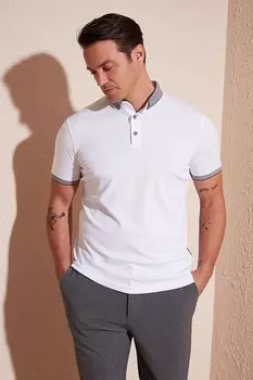 Хлопковая футболка-поло приталенного кроя 646R4560 Buratti, антрацит-белый