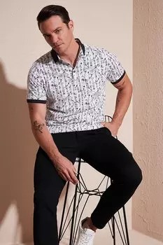 Хлопковая футболка-поло приталенного кроя с рисунком 646B3490 Buratti, черный