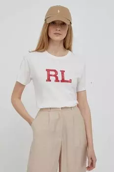 Хлопковая футболка Polo Ralph Lauren, бежевый
