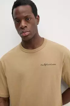 Хлопковая футболка Polo Ralph Lauren, бежевый