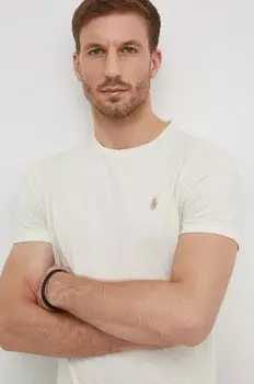 Хлопковая футболка Polo Ralph Lauren, бежевый
