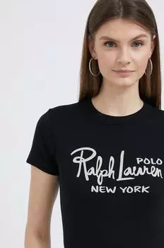 Хлопковая футболка Polo Ralph Lauren, черный
