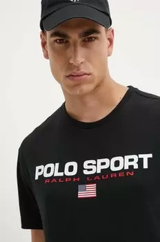 Хлопковая футболка Polo Ralph Lauren, черный