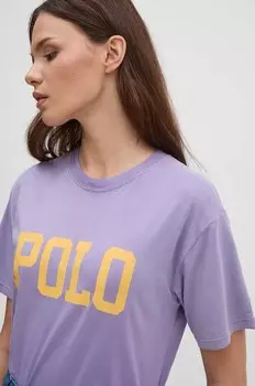Хлопковая футболка Polo Ralph Lauren, фиолетовый
