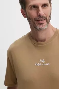 Хлопковая футболка Polo Ralph Lauren, коричневый