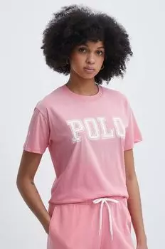 Хлопковая футболка Polo Ralph Lauren, розовый