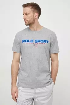 Хлопковая футболка Polo Ralph Lauren, серый