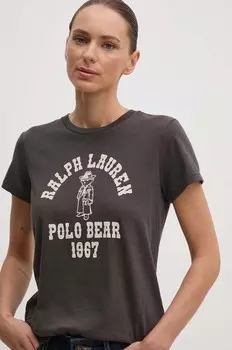 Хлопковая футболка Polo Ralph Lauren, серый