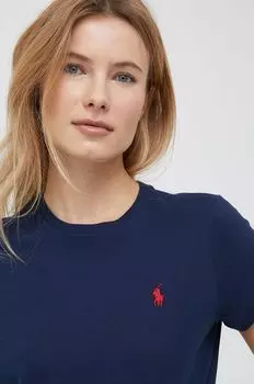 Хлопковая футболка Polo Ralph Lauren, темно-синий