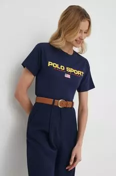 Хлопковая футболка Polo Ralph Lauren, темно-синий