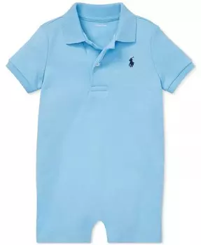 Хлопковая футболка-поло с короткими рукавами для маленьких мальчиков Polo Ralph Lauren, синий