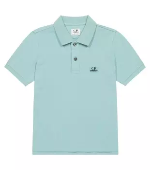 Хлопковая футболка-поло с логотипом C.P. Company Kids, синий