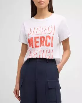 Хлопковая футболка Pop Up Merci Merci Merci Cinq a Sept, цвет White/Cherry To