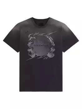 Хлопковая футболка повседневного кроя с принтом в виде колец Givenchy, черный