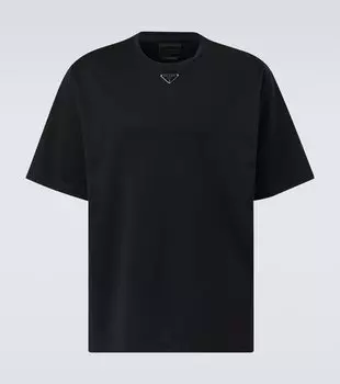 Хлопковая футболка Prada, черный