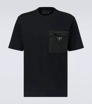 Хлопковая футболка Prada, черный