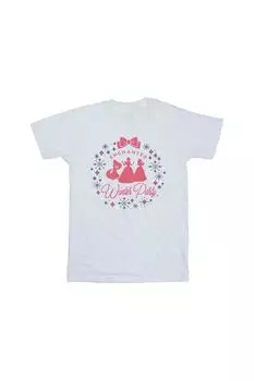 Хлопковая футболка «Принцесса для зимней вечеринки» Disney, белый