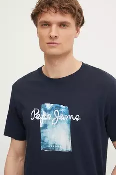 Хлопковая футболка PRUSH Pepe Jeans, темно-синий