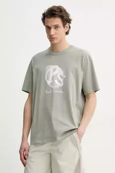 Хлопковая футболка Ps Paul Smith, серый