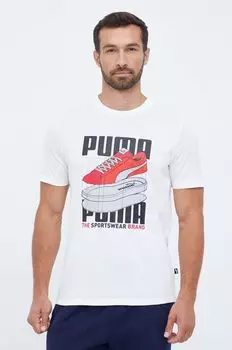 Хлопковая футболка Puma, белый