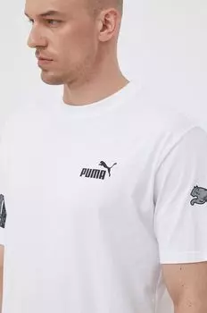 Хлопковая футболка Puma, белый