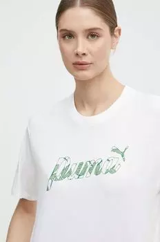 Хлопковая футболка Puma, белый