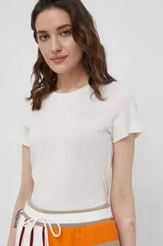 Хлопковая футболка Puma, бежевый