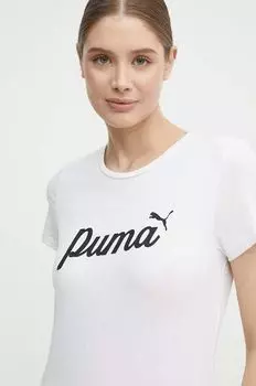 Хлопковая футболка Puma, бежевый