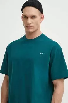 Хлопковая футболка Puma, бирюзовый