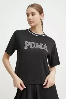 Хлопковая футболка Puma, черный