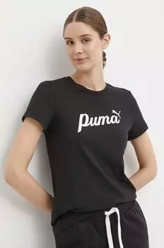 Хлопковая футболка Puma, черный