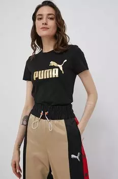 Хлопковая футболка Puma, черный