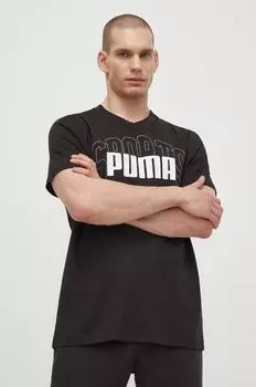 Хлопковая футболка Puma, черный