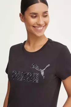 Хлопковая футболка Puma, черный
