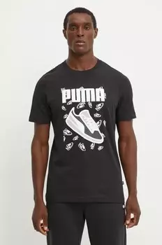 Хлопковая футболка Puma, черный