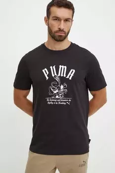 Хлопковая футболка Puma, черный