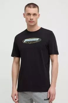 Хлопковая футболка Puma, черный