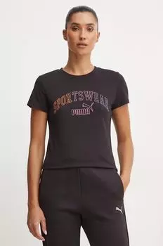 Хлопковая футболка Puma, черный
