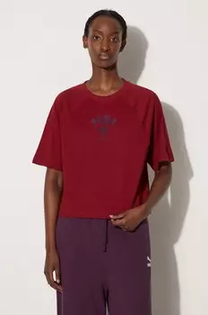 Хлопковая футболка Puma Classics Play Paris Relaxed Tee, гранатовый