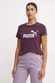 Хлопковая футболка Puma, фиолетовый