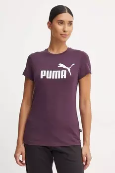 Хлопковая футболка Puma, фиолетовый