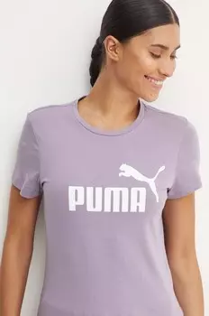 Хлопковая футболка Puma, фиолетовый