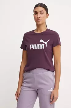 Хлопковая футболка Puma, фиолетовый