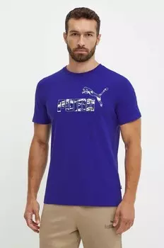 Хлопковая футболка Puma, фиолетовый