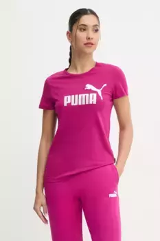 Хлопковая футболка Puma, розовый