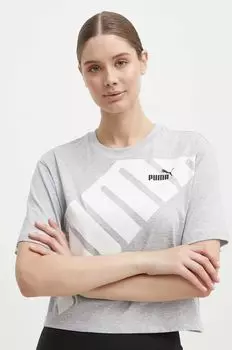 Хлопковая футболка Puma, серый