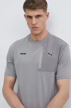Хлопковая футболка Puma, серый