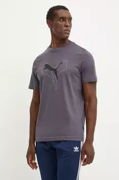 Хлопковая футболка Puma, серый