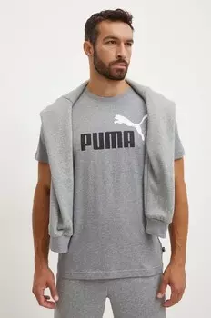 Хлопковая футболка Puma, серый