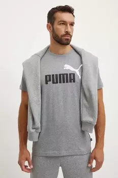 Хлопковая футболка Puma, серый